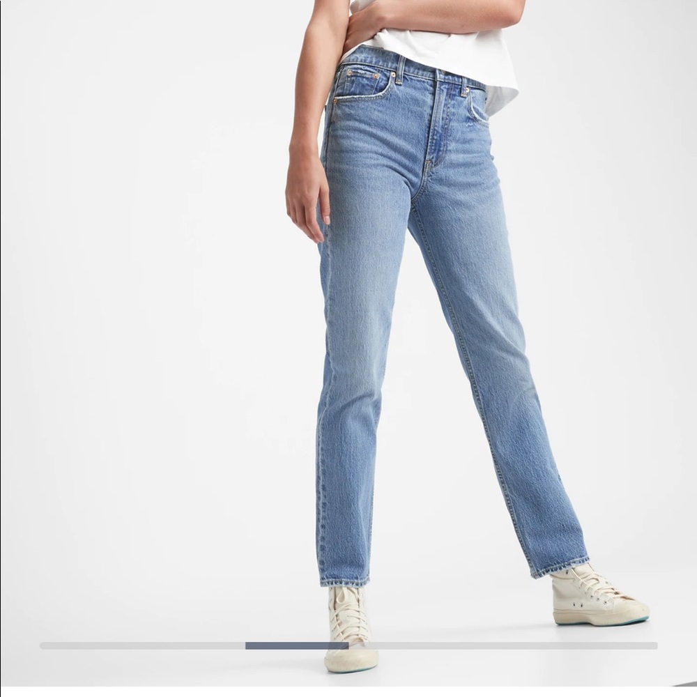 Gap straight leg jeans with cropped, raw hem
